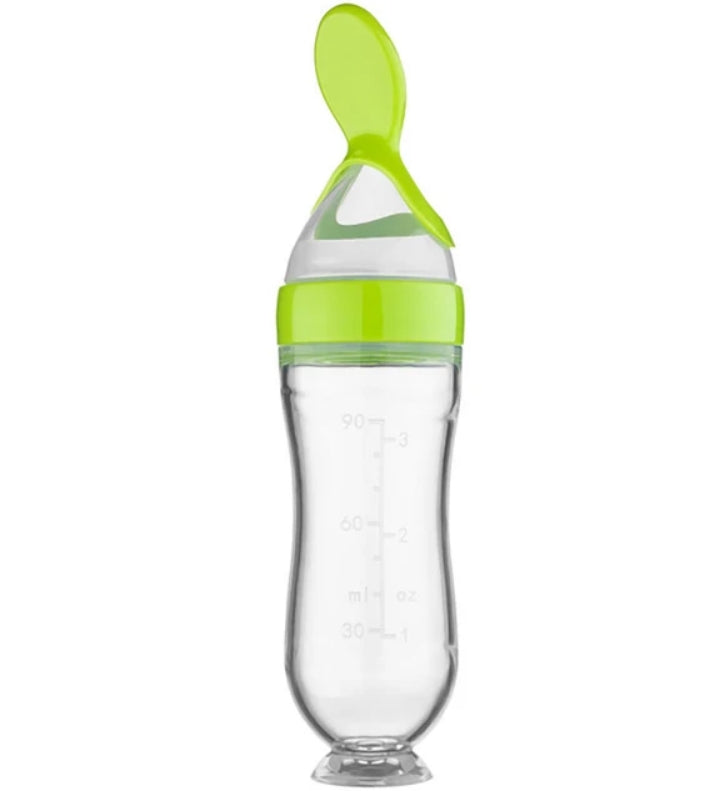 CUKERS™ Compressible Feeding Bottle and Silicone Rice Spoon Set