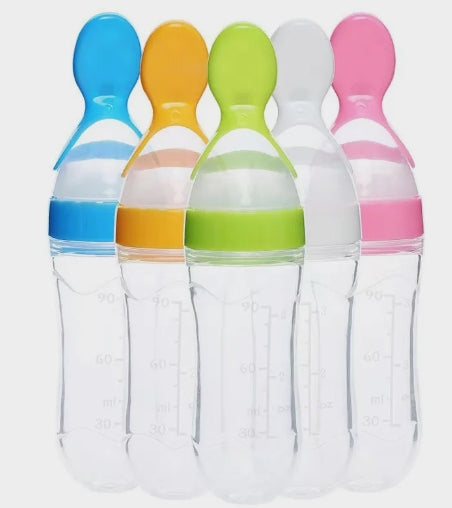 CUKERS™ Compressible Feeding Bottle and Silicone Rice Spoon Set