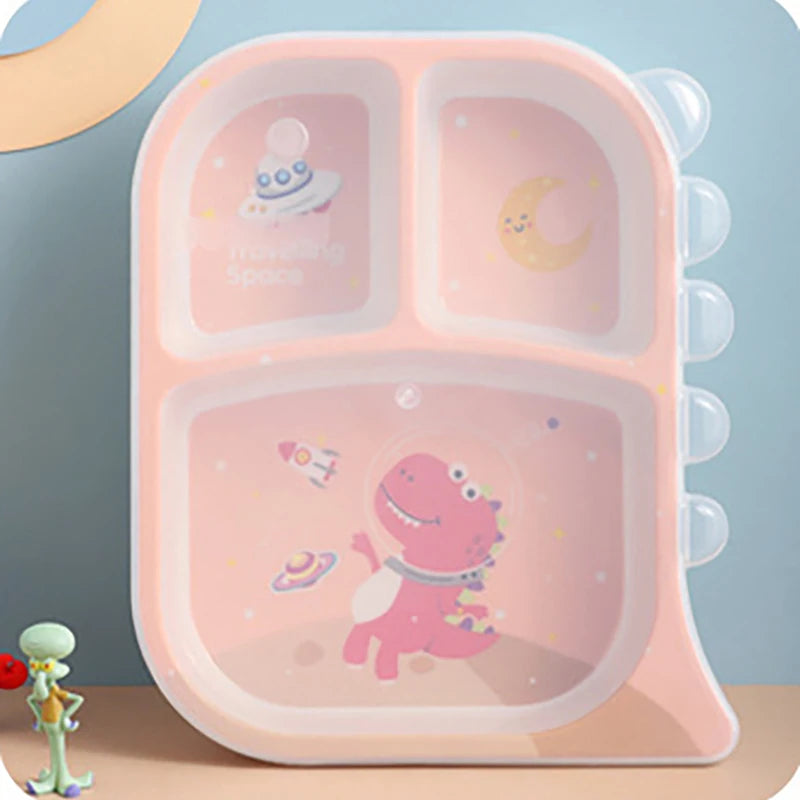 CUKERS™ Square Bamboo Fiber Baby Tableware with Dinosaur Tabletop - Feeding Plate