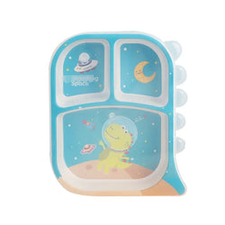 CUKERS™ Square Bamboo Fiber Baby Tableware with Dinosaur Tabletop - Feeding Plate